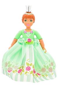 Belville Princess Flora - Female Belville figure Princess Flora wearing a medium green top with skirt and a crown - belvfem31a