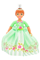 Female Belville figure Princess Flora wearing a medium green top with skirt and a crown - belvfem31a