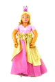 Female Belville queen with yellow hair wearing a pink top, dark pink shoes, long skirt, and a crown - belvfem39b