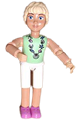 Female Belville figure with white shorts, light green shirt and shells necklace, long light yellow braided hair, skirt, and wide brim with bow - belvfem42