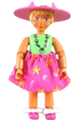 Female Belville figure with white shorts, light green shirt, shells necklace, long light yellow braided hair, skirt, and wide brim with bow - belvfem42a