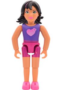 Belville Female - Magenta Shorts, Dark Purple Top with Hearts, Dark Brown Hair with Dark Pink Streaks belvfem43