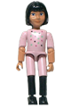 Female Belville figurewearing pink shorts and a shirt with stars, black boots pattern, skirt, headband, and black hair - belvfem45