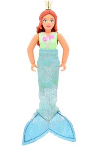 Belville Mermaid - A female Belville figure with reddish brown hair in a light green swimsuit with seashell pattern and a fishtail - belvfem55a