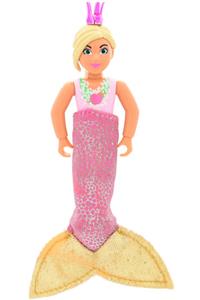 Belville Mermaid - Female Belville figure with pink swimsuit featuring seashell pattern, yellow hair with fishtail - belvfem56a