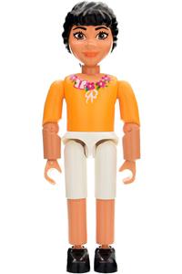 Belville Girl - Female Belville figure wearing an orange top with floral garland, butterfly and ribbon pattern, and an orange skirt - belvfem57