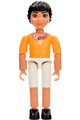 Female Belville figure wearing an orange top with floral garland, butterfly and ribbon pattern, and an orange skirt - belvfem57