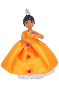 Belville Pricess - Female Belville figure with an orange top featuring a floral garland, butterfly, and ribbon pattern, plus an orange skirt - belvfem57a
