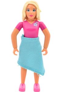 Belville Female in Dark Pink Top - Female Belville figure with a dark pink top with flowers, light yellow hair, and a Belville skirt - belvfem66a