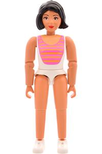 Belville Female - Girl with Dark Pink Swimsuit with Starfish and Shells Pattern, Light Yellow Hair Braided, Skirt, Headband, Bows belvfem67
