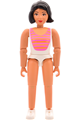 Belville Female - Girl with Dark Pink Swimsuit with Starfish and Shells Pattern, Light Yellow Hair Braided, Skirt, Headband, Bows - belvfem67