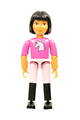 Female Belville figure with black hair, wearing dark pink horse head top, pink shorts, black boots, and a helmet - belvfem68a