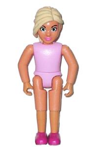 Belville Girl - Female Belville figure with long black hair wearing a bright pink top, dress, magenta shoes, and a crown - belvfem71