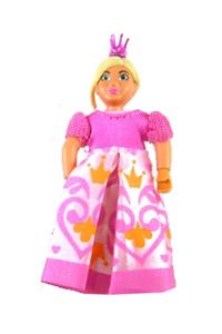 Belville Princess - Female Belville Princess with long light yellow hair wearing a bright pink top, magenta shoes, dress, and crown - belvfem71b