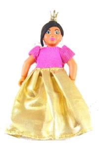 Belville Princess - Female Belville Princess with long black hair wearing a bright pink top, magenta shoes, dress, and crown - belvfem72a