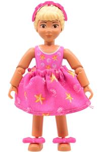 Belville Girl with Dark Pink Top - Belville figure, female girl with dark pink top, white shorts, light yellow hair, headband with bows - belvfem73a