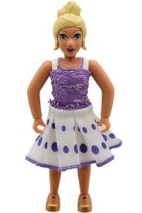 Belville Female - White Top with Purple Flower Neckline, Light Yellow Hair, Purple Sheath, White Skirt with Purple Dots belvfem79a