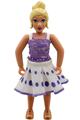 Belville Female - White Top with Purple Flower Neckline, Light Yellow Hair, Purple Sheath, White Skirt with Purple Dots - belvfem79a