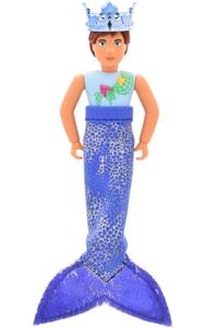 Belville Male - Light Blue Shirt with Net and Seashell Pattern, Blue Swimsuit, Brown Hair - With Fishtail belvmale14a