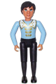 Belville Male Black Pants, Light Blue Shirt with White and Gold Fur Pattern on Shoulders, Cloak, Crown - belvmale18a