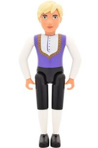 Belville King - Male King from Belville wearing black pants, white shirt, dark purple vest with gold trim, black shoes, light yellow hair, and a crown - belvmale19a