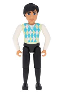 Belville Male - Adult male Belville wearing black pants, light lime top with argyle pattern, black hair, and black shoes - belvmale20