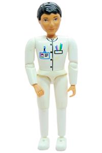 Belville Medic - Female medic from Belville with light yellow hair wearing light blue shorts, a white shirt with EMT Star of Life pattern, and a skirt - belvmale6