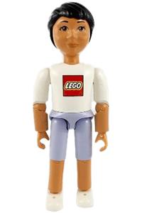 Belville Male - Light Violet Shorts, White Shirt with LEGO Logo, Black Hair belvmale8