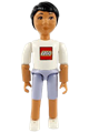 Belville Male - Light Violet Shorts, White Shirt with LEGO Logo, Black Hair - belvmale8