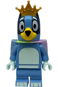 Bluey Minifigure - Bluey wearing a cape and a crown - blu004