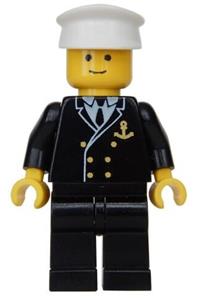 Boat Admiral Minifigure - Admiral wearing a life jacket on a boat with a gold anchor pattern - boat004
