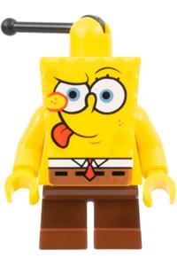 SpongeBob Minifigure - SpongeBob with intent look and tongue out - bob008