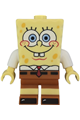 SpongeBob SquarePants character, bright light yellow, wearing a white shirt with dark orange short legs - bob040