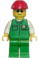 Cargo Worker wearing a green shirt with green legs and topped off with a red construction helmet - car002