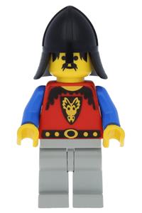 Dragon Knight Minifigure - Knight 1 from the Dragon Knights theme with light gray legs and a black neck-protector - cas014
