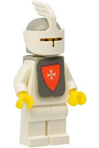 Knight White Cavalry Minifigure - Yellow castle knight with white cavalry vest stickers, in a classic design (Classic Castle) - cas083s