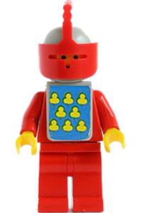 Knight Red Cavalry Minifigure - Yellow castle knight cavalry in red, with vest stickers (Classic Castle) - cas087s