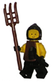 Blacksmith - Black Legs and Hips, Yellow Torso and Arms, Black Hands, Black Cowl, Brown Plastic Cape - cas089