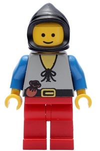 Peasant Minifigure - Peasant with red legs and a black hood - cas093