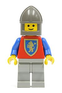 Crusader Lion Solider Minifigure - Crusader Lion with light gray legs, a dark gray chin-guard, and a blue plastic cape - cas116