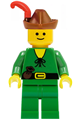 Reissued Forestman with a pouch, wearing a reddish brown hat adorned with a red feather - cas128new