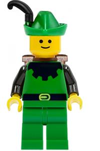 Forestman Minifigure - Forestman with black, green hat, black feather, d-basket - cas131a