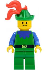 Forestman Minifigure - Forestman wearing a green hat with a red 3-feather plume in blue attire - cas133