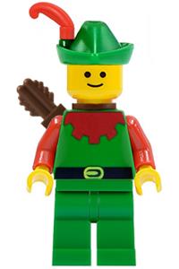 Forestman Minifigure - Forestman with red, green hat, red feather, quiver - cas137a