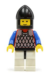 Scale Mail Guard Minifigure - Guard wearing red scale mail with blue arms, white legs, black hips and a black chin-guard - cas145