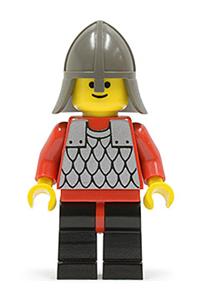 Scale Mail Guard Minifigure - Guard wearing red scale mail with red arms, black legs with red hips, and a dark gray neck-protector - cas148