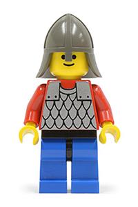 Scale Mail Guard Minifigure - Guard with red body and arms, blue legs with black hips, and a dark gray neck-protector - cas155