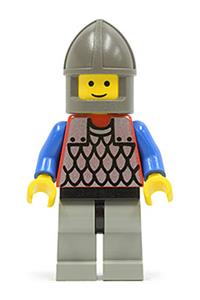 Scale Mail Guard Minifigure - Guard with red scale mail and blue arms, light gray legs with black hips, and a dark gray chin-guard - cas158