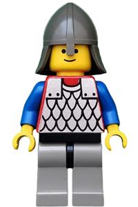 Scale Mail Guard Minifigure - Guard wearing red scale mail with blue arms, light gray legs with black hips, and a dark gray neck-protector - cas160