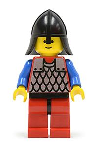 Scale Mail Guard Minifigure - Minifigure wearing red scale mail with blue arms, red legs, black hips, and a black neck-protector - cas164